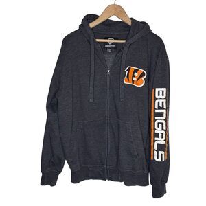 Cincinnati Bengals Football Unisex Blue Grey Full Zip Hoodie Sweatshirt Size M